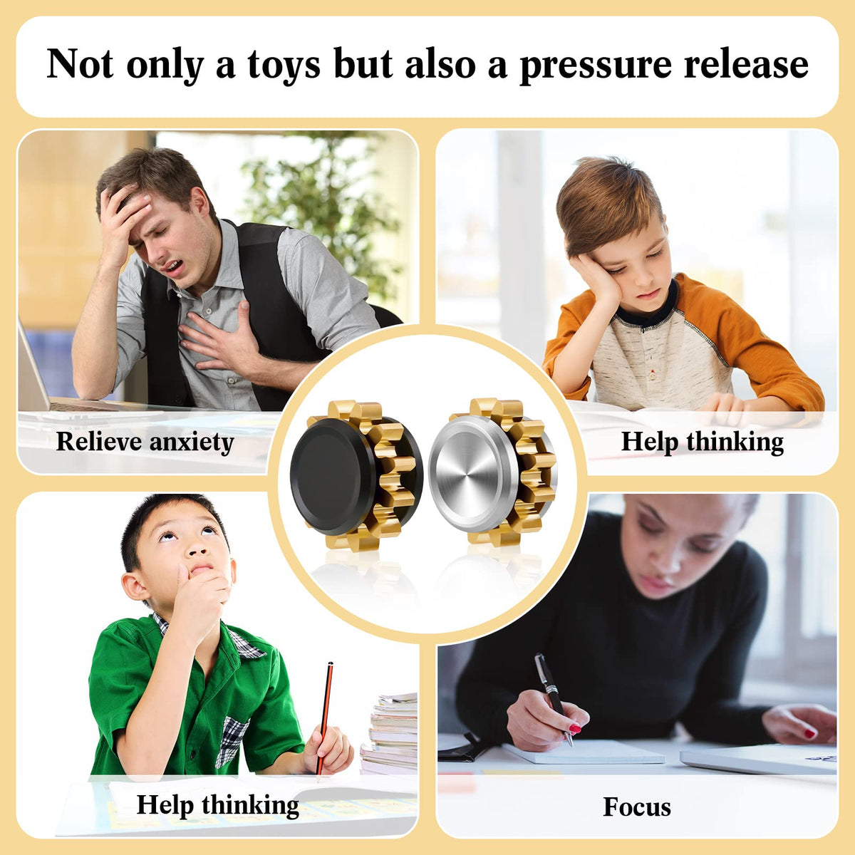 Zhanmai 2-Piece Copper Gear Fidget Spinner for Adults – Brass Gear, Steel Bearings
