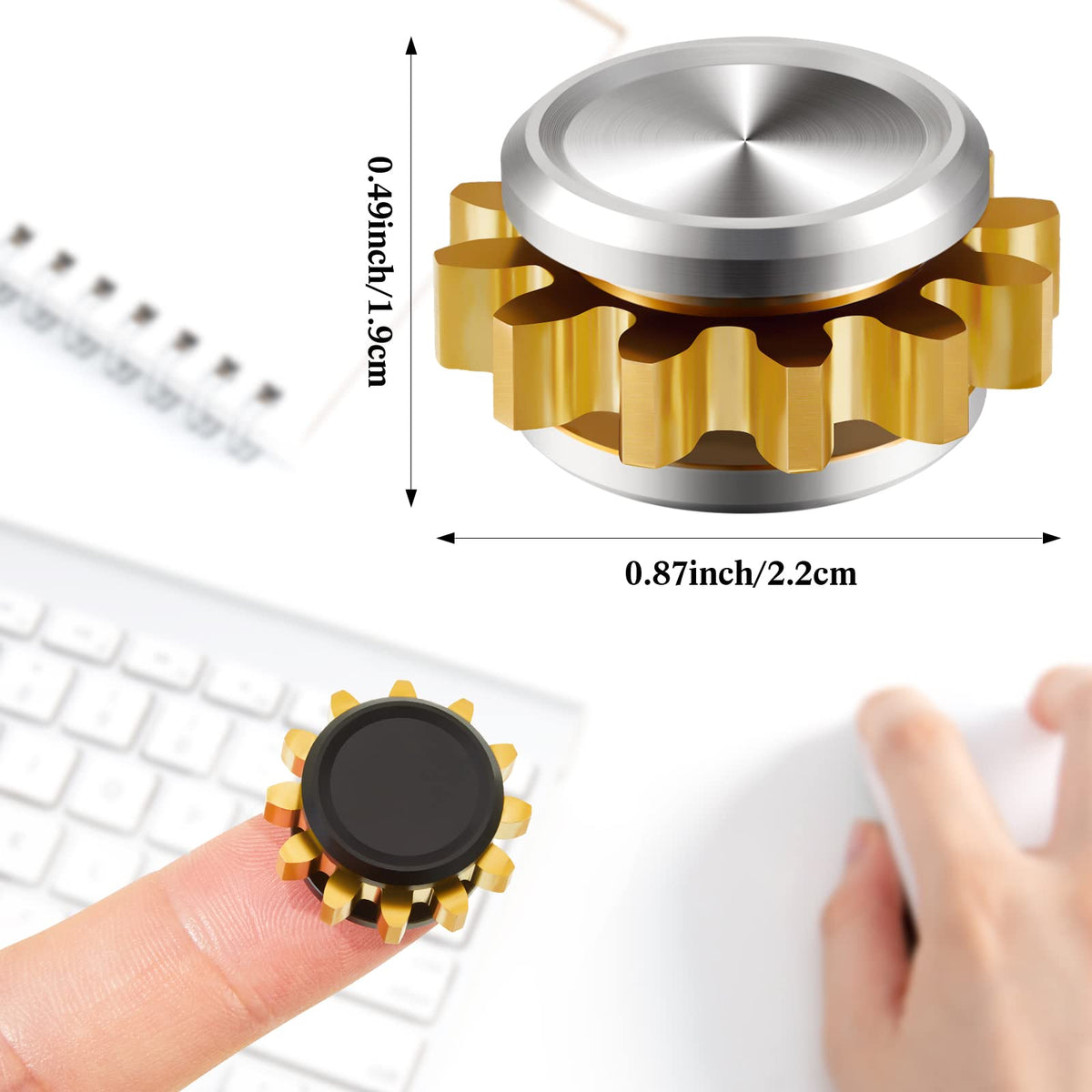 Zhanmai 2-Piece Copper Gear Fidget Spinner for Adults – Brass Gear, Steel Bearings
