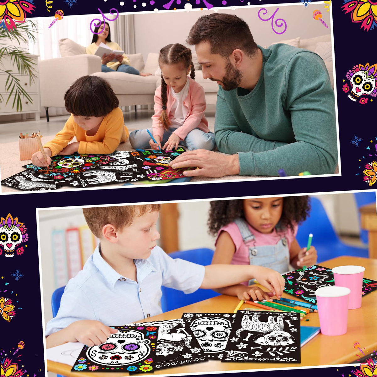 Zhanmai 30 Pcs Color Your Own Day of the Dead Posters – DIY Kids Crafts