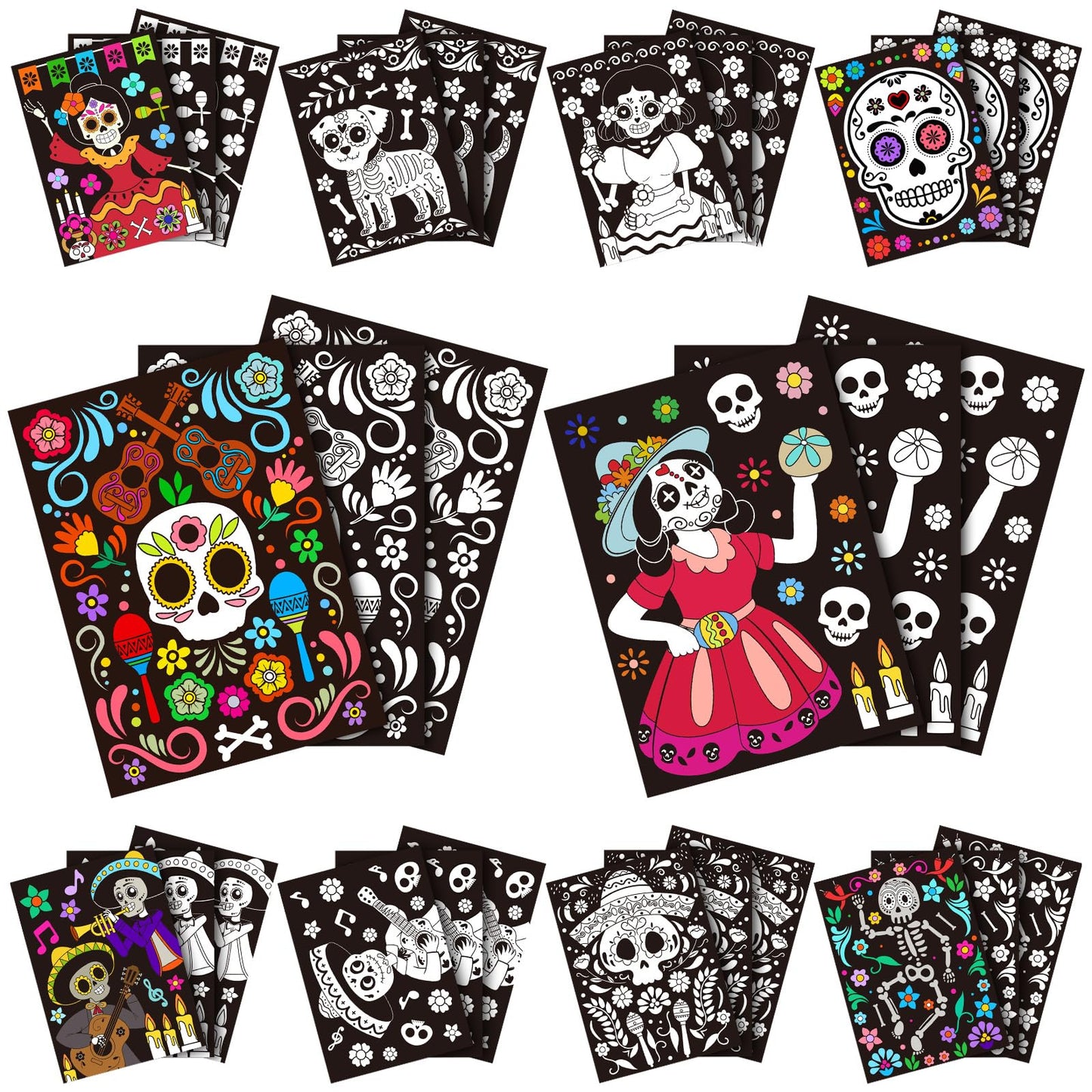 Zhanmai 30 Pcs Color Your Own Day of the Dead Posters – DIY Kids Crafts