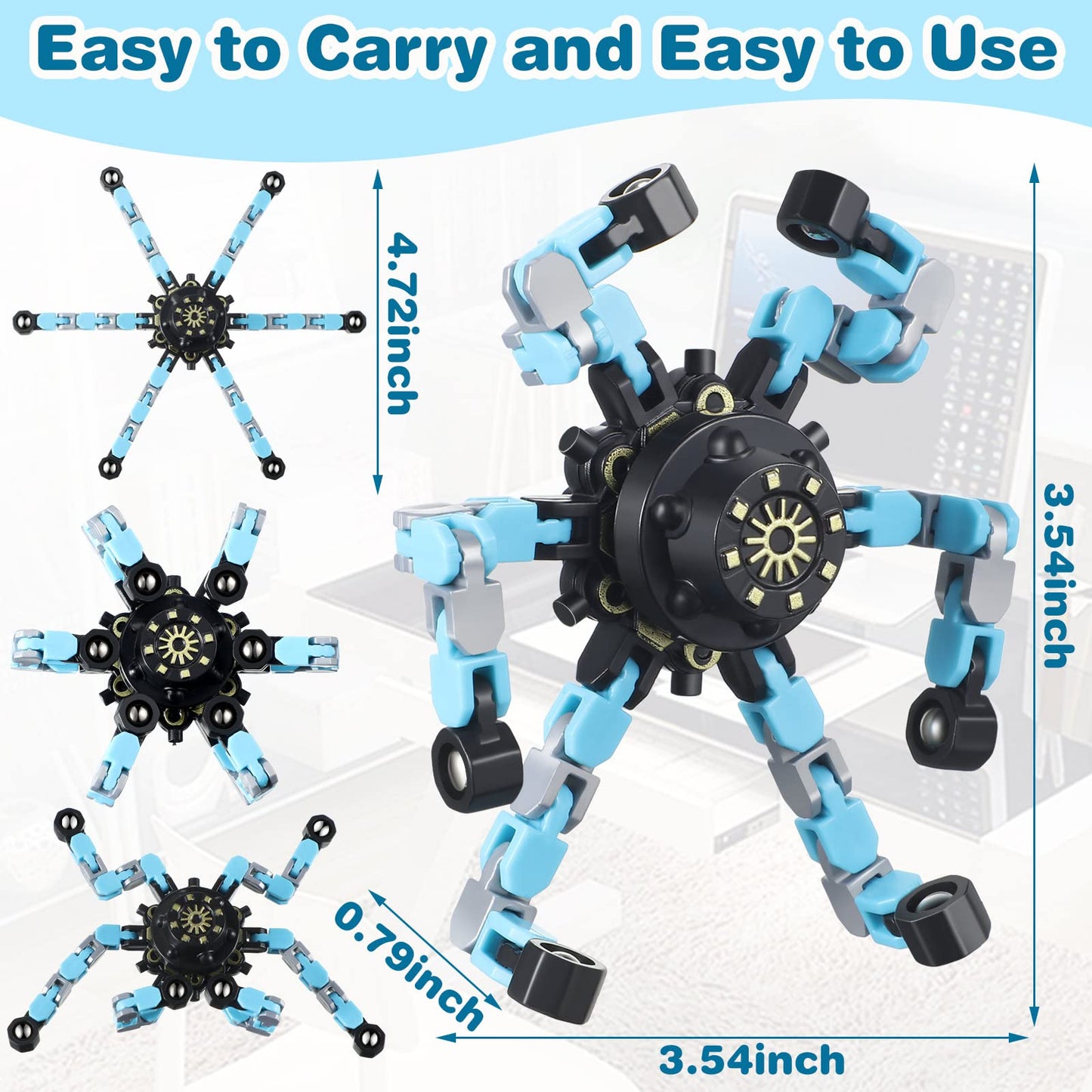 Zhanmai 32-Pack Transformable Fidget Spinners – Stress Relief & Creative Play