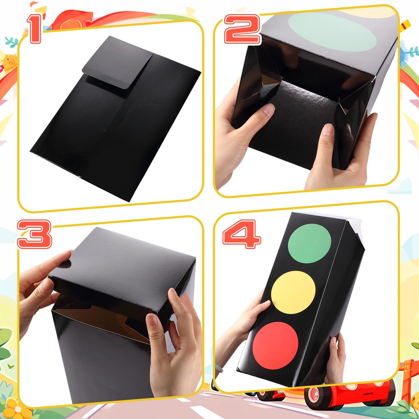 Zhanmai 2 Pcs Traffic Light Favor Boxes – 17'' Table Topper for Car, Transportation & Construction Parties