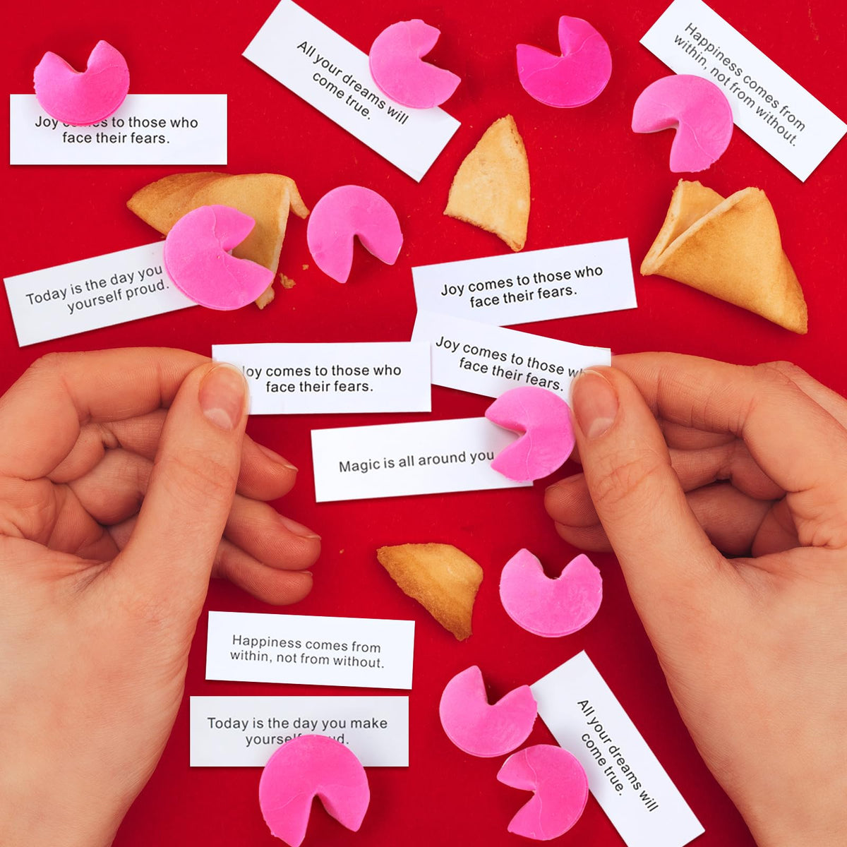 Zhanmai 48-Piece Hot Pink Fortune Cookie Erasers – Cute Desk Favors