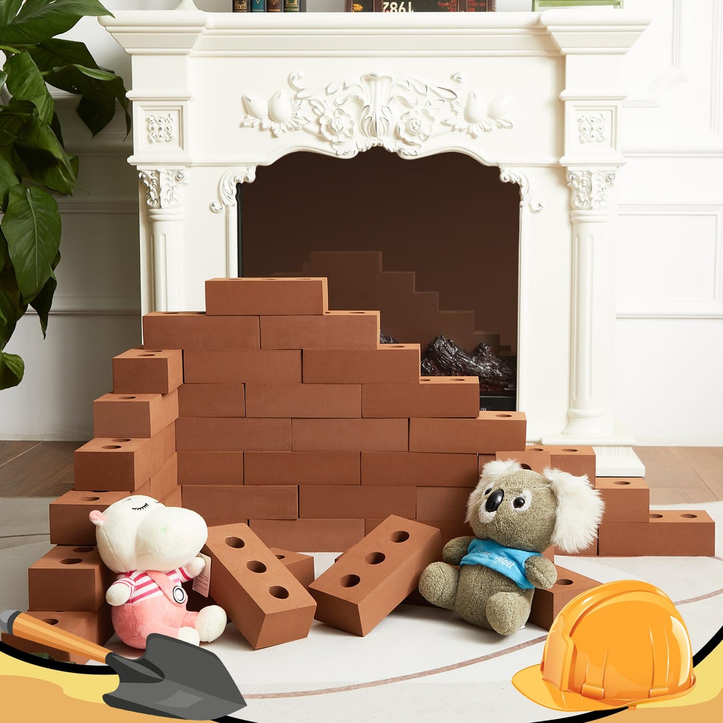 Zhanmai 50 Pack Foam Bricks – EVA Foam Blocks for Stacking & Construction, 8 x 4 x 2.4 in