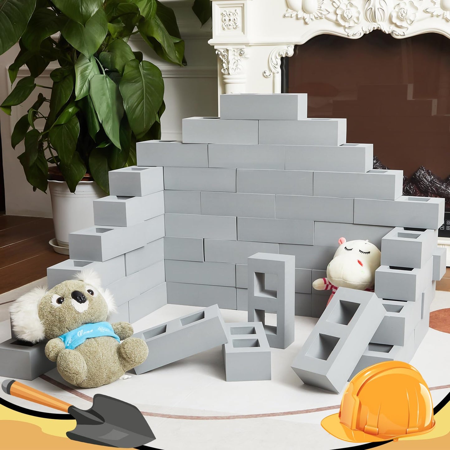 Zhanmai 50 Pack Foam Bricks – EVA Foam Blocks for Stacking & Construction, 8 x 4 x 2.4 in