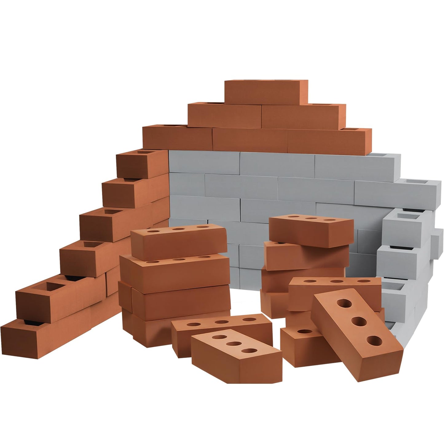 Zhanmai 50 Pack Foam Bricks – EVA Foam Blocks for Stacking & Construction, 8 x 4 x 2.4 in