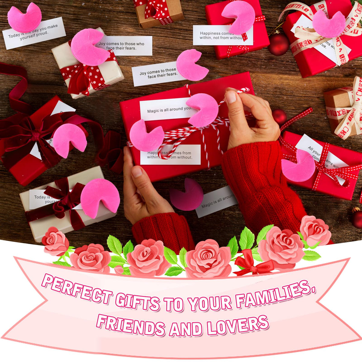 Zhanmai 48-Piece Hot Pink Fortune Cookie Erasers – Cute Desk Favors