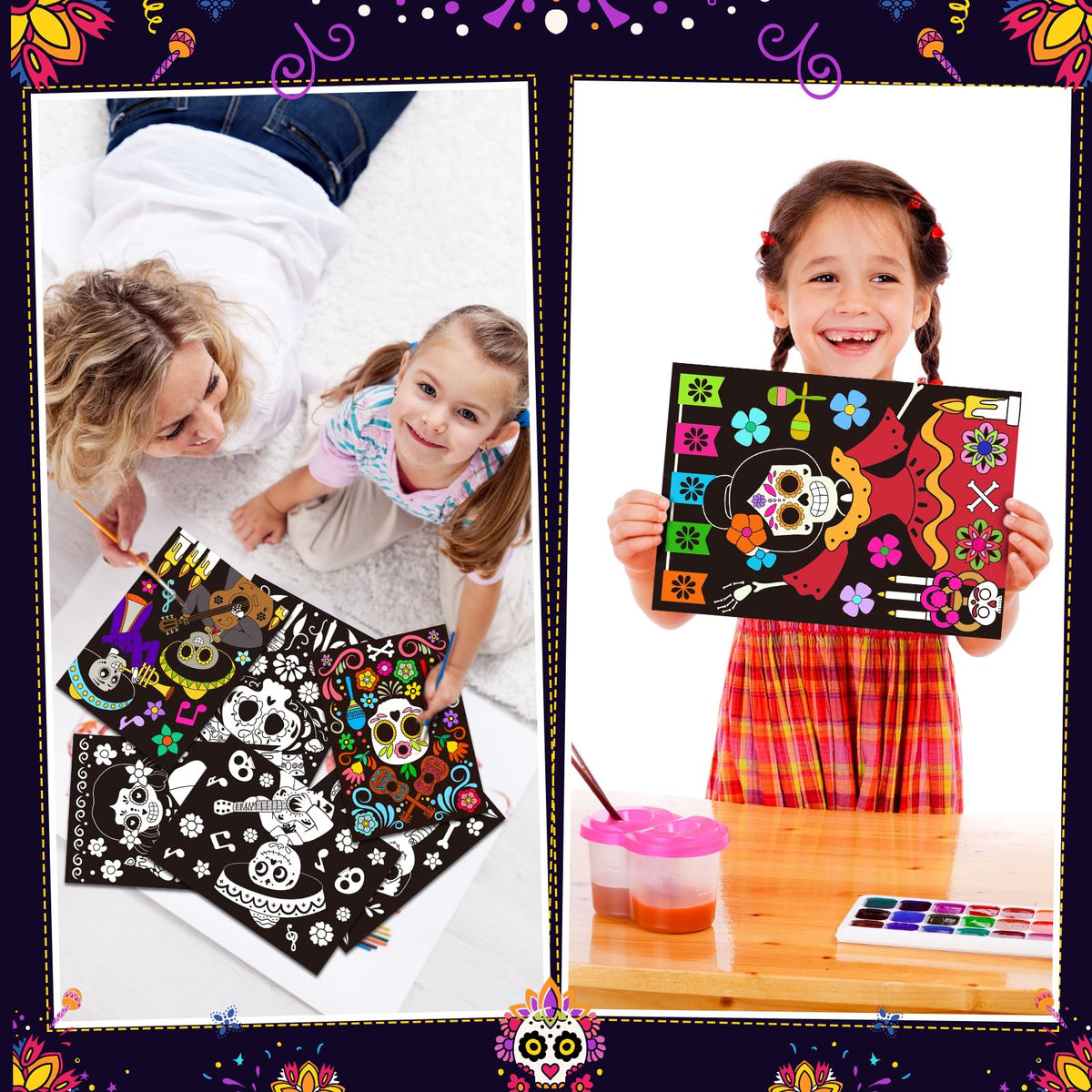 Zhanmai 30 Pcs Color Your Own Day of the Dead Posters – DIY Kids Crafts