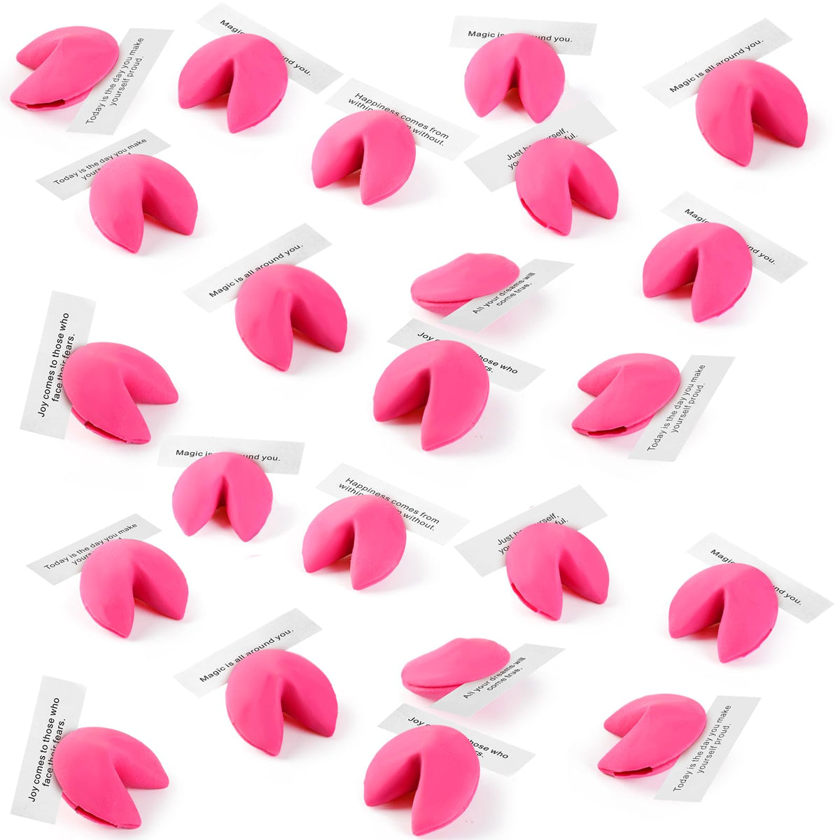 Zhanmai 48-Piece Hot Pink Fortune Cookie Erasers – Cute Desk Favors