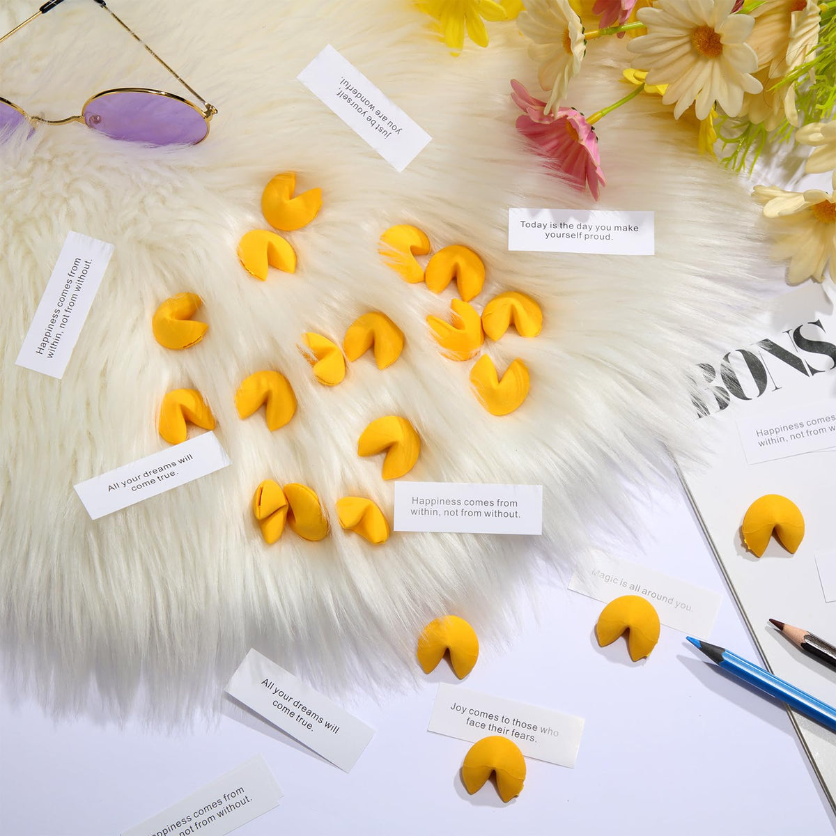 Zhanmai 48-Pack Yellow Fortune Cookie Erasers – Cute Mini Rubber Party Favors