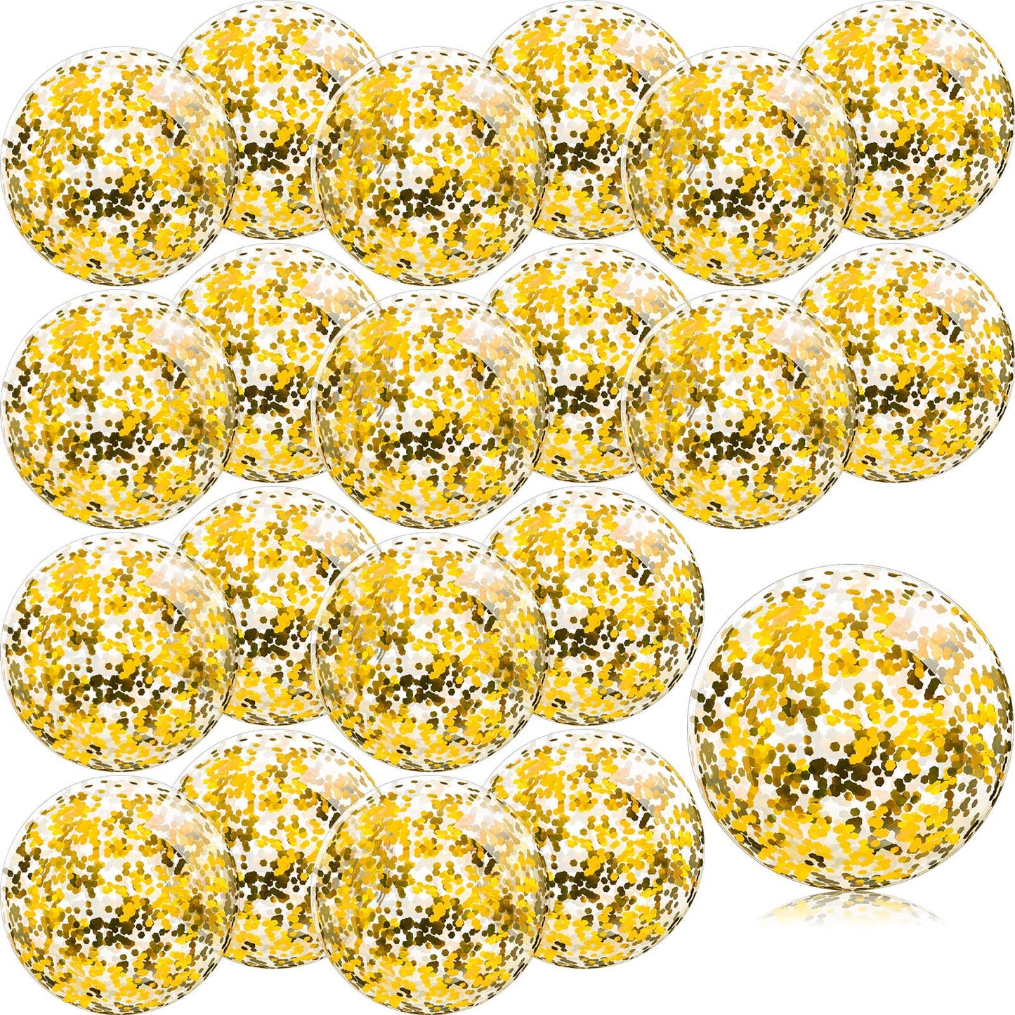 Zhanmai 20 Pieces 8-Inch Mini Glitter Beach Balls – Clear Inflatable Pool Party Favors (Gold)
