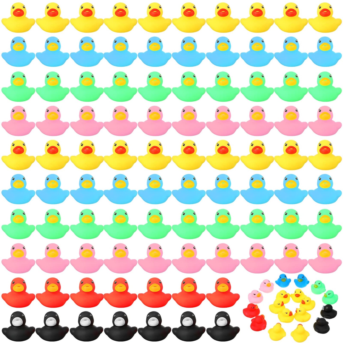 Zhanmai 300 Pcs Mini Rubber Ducks Bulk — Colorful Bath Toys for Party & Shower
