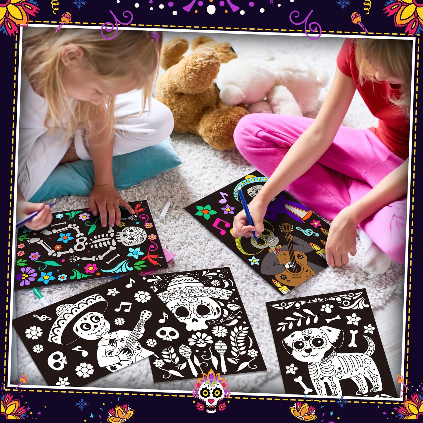 Zhanmai 30 Pcs Color Your Own Day of the Dead Posters – DIY Kids Crafts