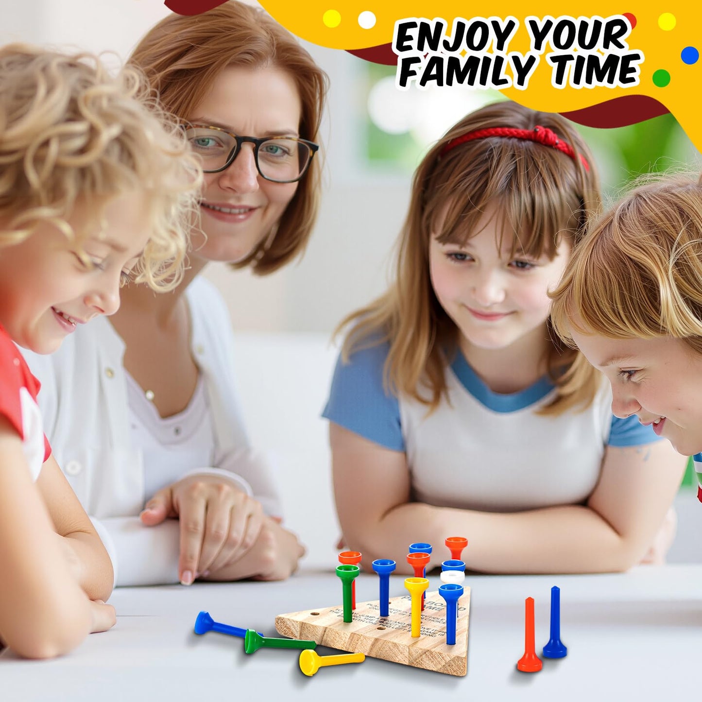Zhanmai Wooden Triangle Peg Game – 3 Sets | Portable Educational Strategy Toy
