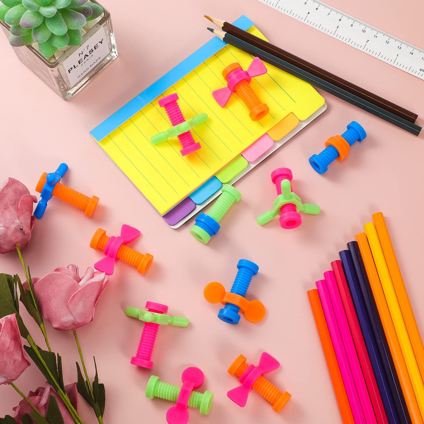 Zhanmai Fidget Pencil Toppers — 36 Colorful Plastic Spinners for Focus and Calm