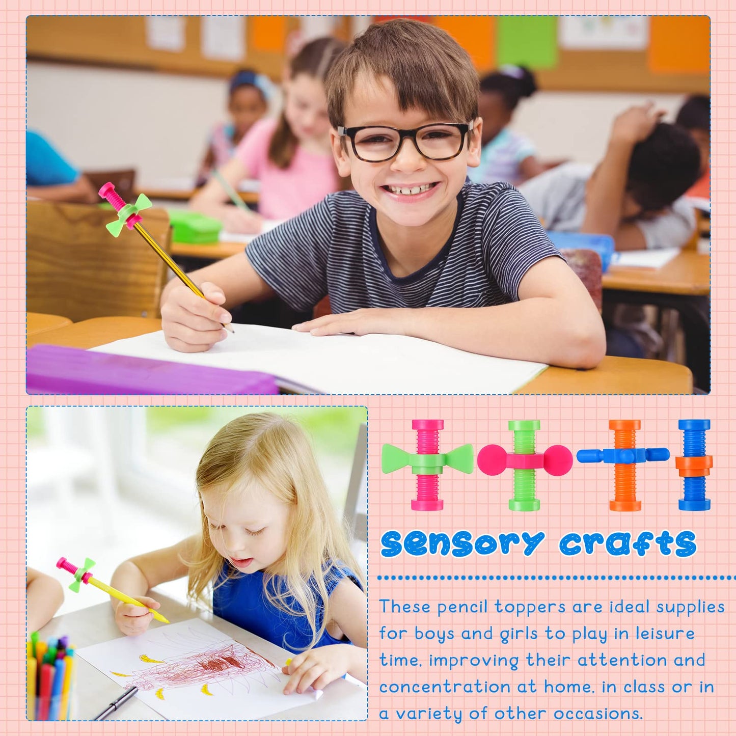 Zhanmai Fidget Pencil Toppers — 36 Colorful Plastic Spinners for Focus and Calm