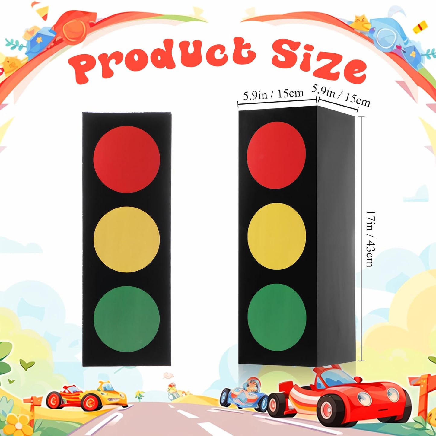 Zhanmai 2 Pcs Traffic Light Favor Boxes – 17'' Table Topper for Car, Transportation & Construction Parties