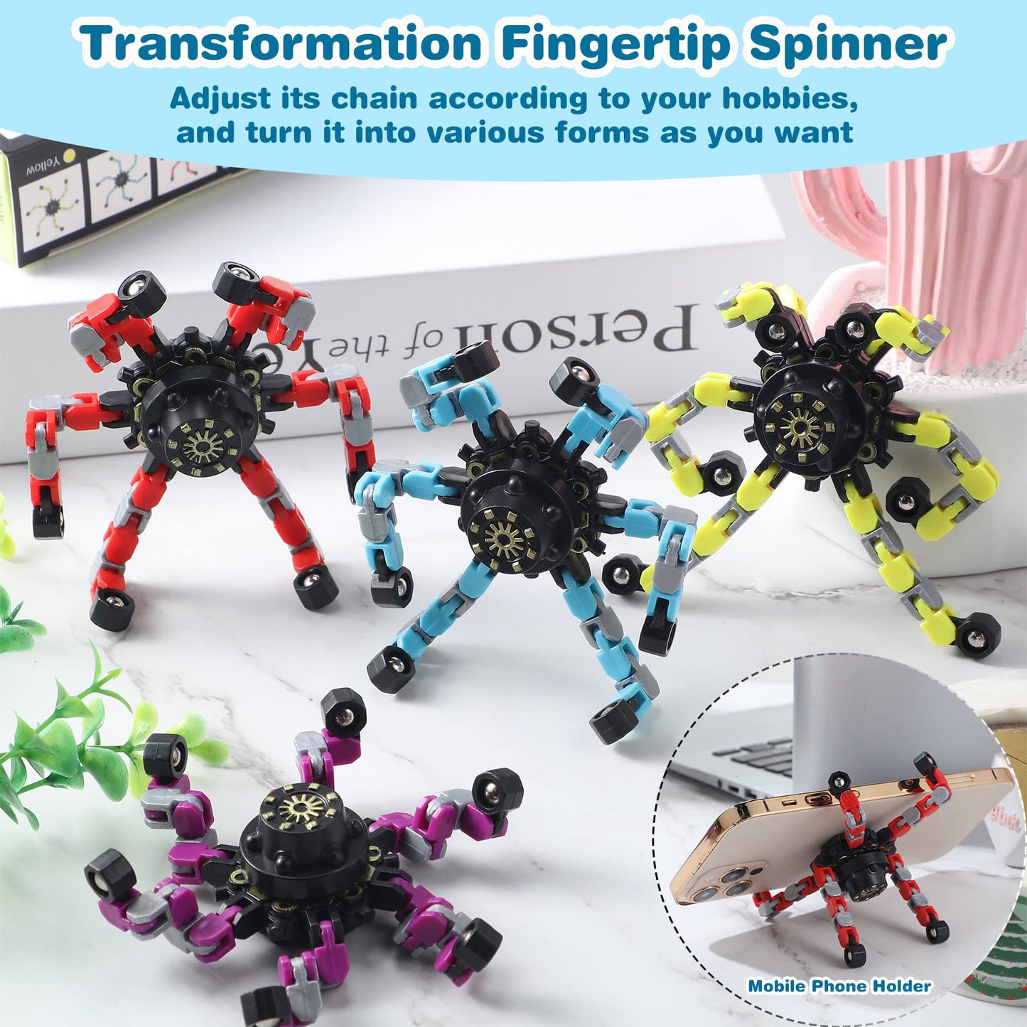 Zhanmai 32-Pack Transformable Fidget Spinners – Stress Relief & Creative Play