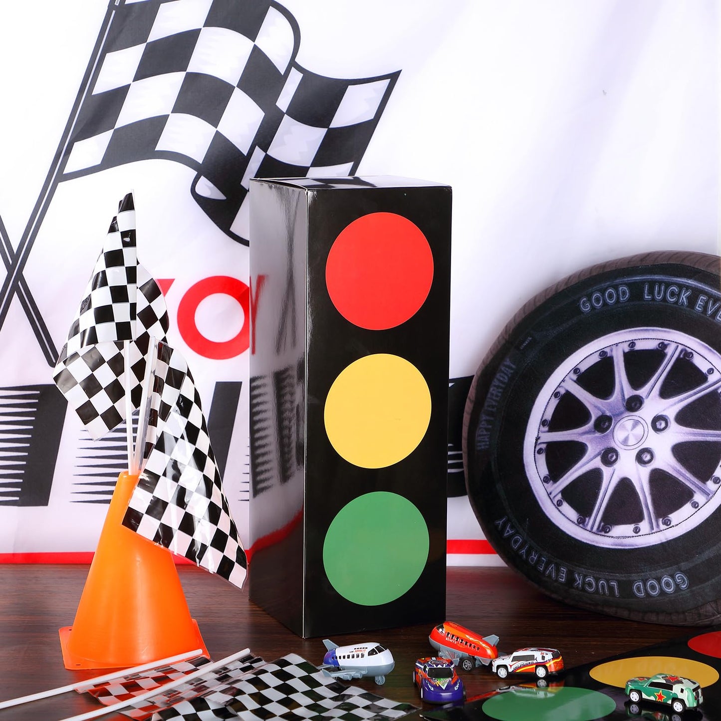 Zhanmai 2 Pcs Traffic Light Favor Boxes – 17'' Table Topper for Car, Transportation & Construction Parties