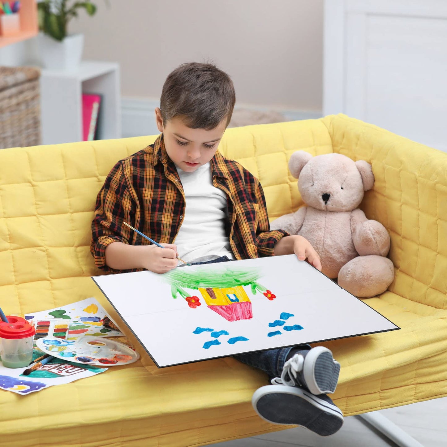 Zhanmai 4-Pack Blank 18x18 Quad-Fold Dry Erase Game Boards for DIY Classrooms and Activities
