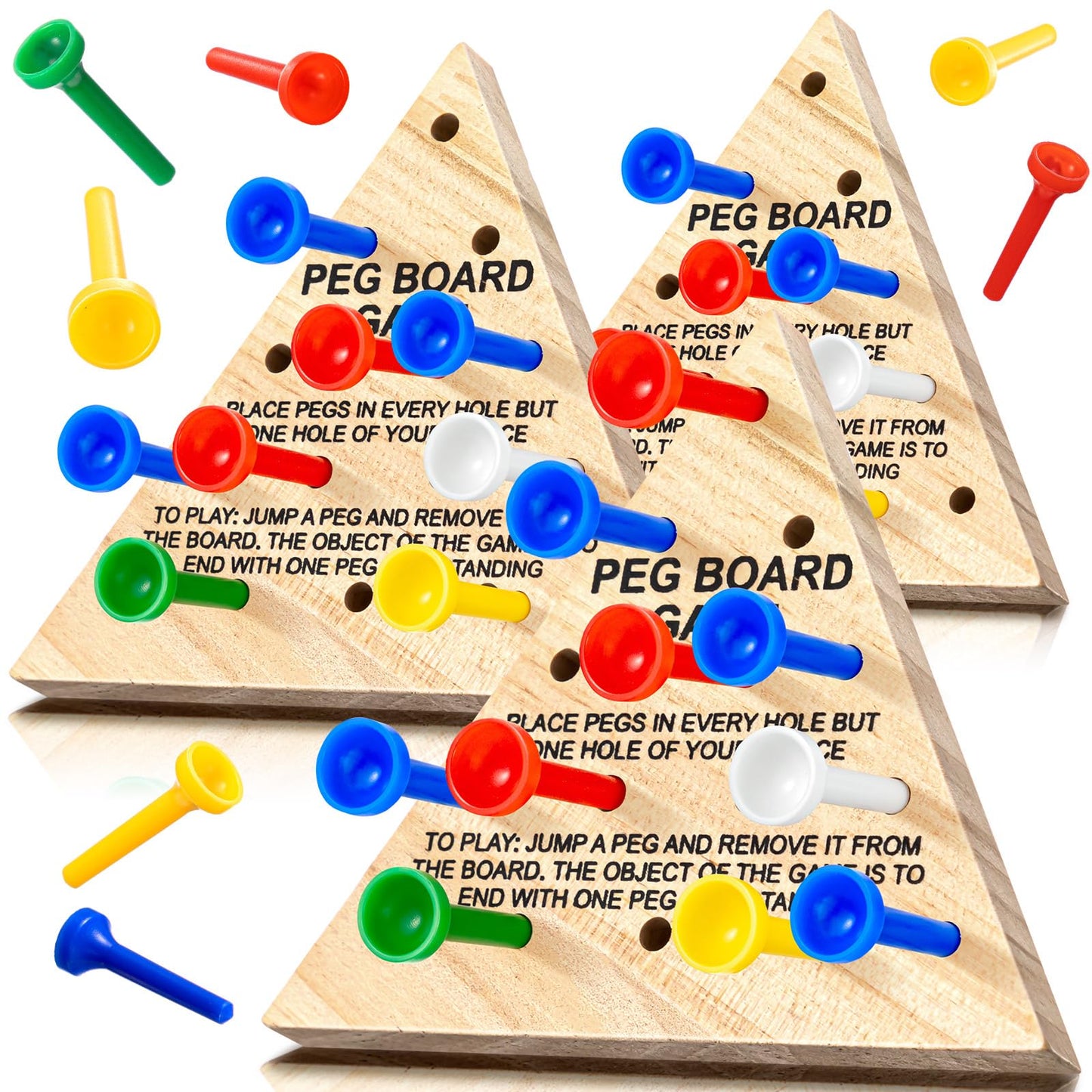 Zhanmai Wooden Triangle Peg Game – 3 Sets | Portable Educational Strategy Toy