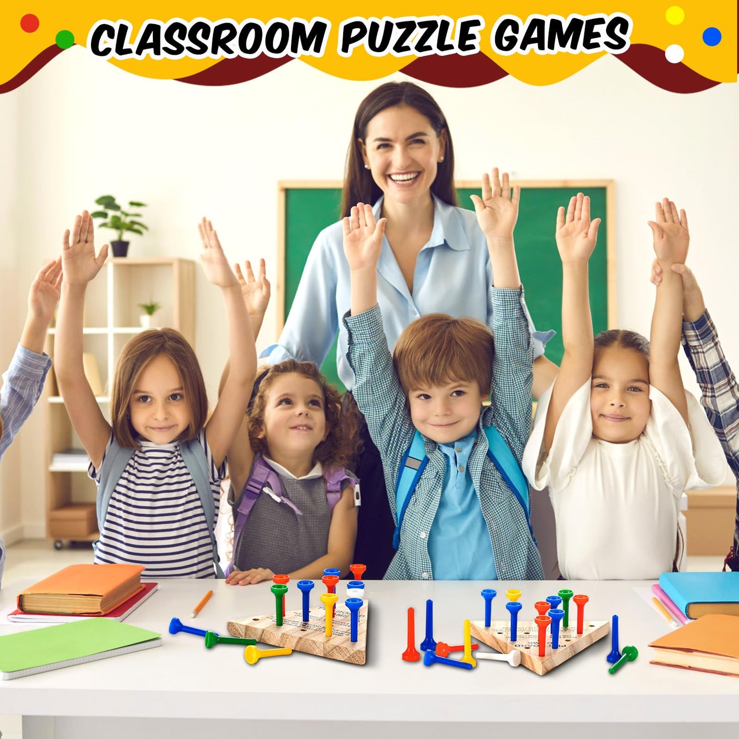 Zhanmai Wooden Triangle Peg Game – 3 Sets | Portable Educational Strategy Toy
