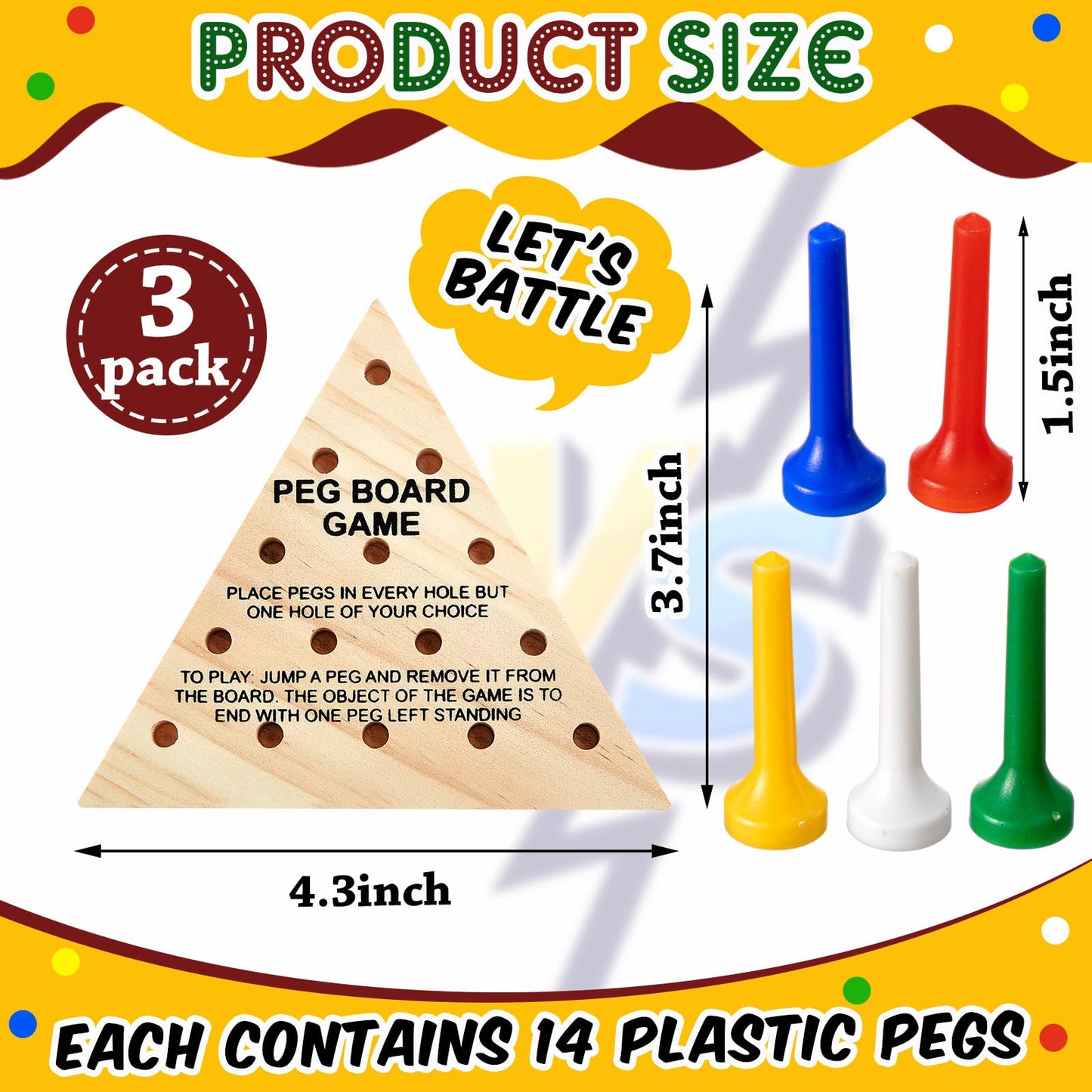 Zhanmai Wooden Triangle Peg Game – 3 Sets | Portable Educational Strategy Toy