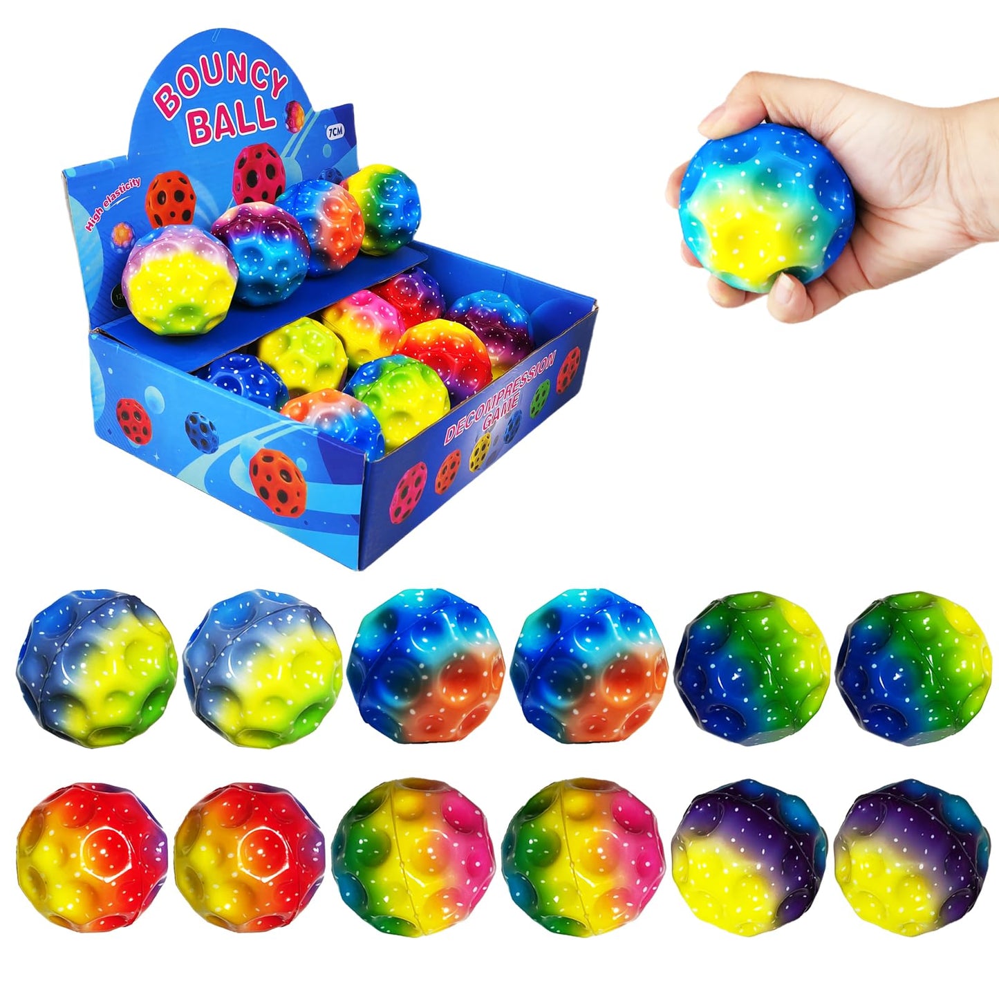 ZHEBAG Bouncy Ball – Colorful Big Super Bouncy Astro Balls, 12 Pack, High-Elastic Foam Jump Balls for Outside Play
