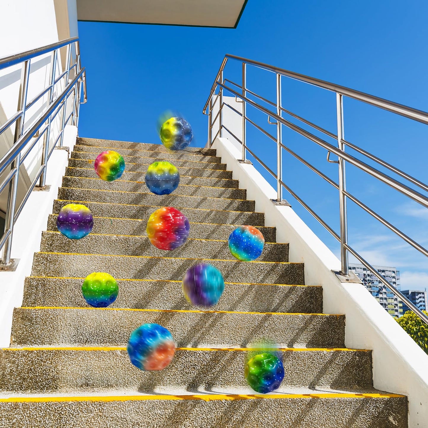 ZHEBAG Bouncy Ball – Colorful Big Super Bouncy Astro Balls, 12 Pack, High-Elastic Foam Jump Balls for Outside Play