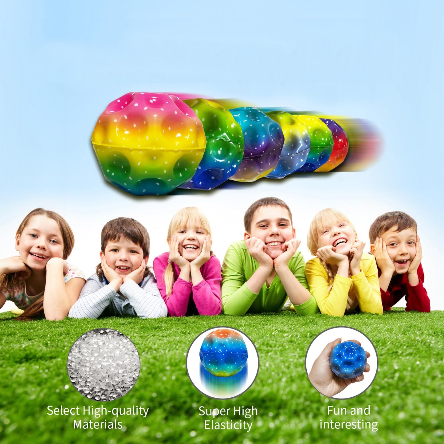 ZHEBAG Bouncy Ball – Colorful Big Super Bouncy Astro Balls, 12 Pack, High-Elastic Foam Jump Balls for Outside Play