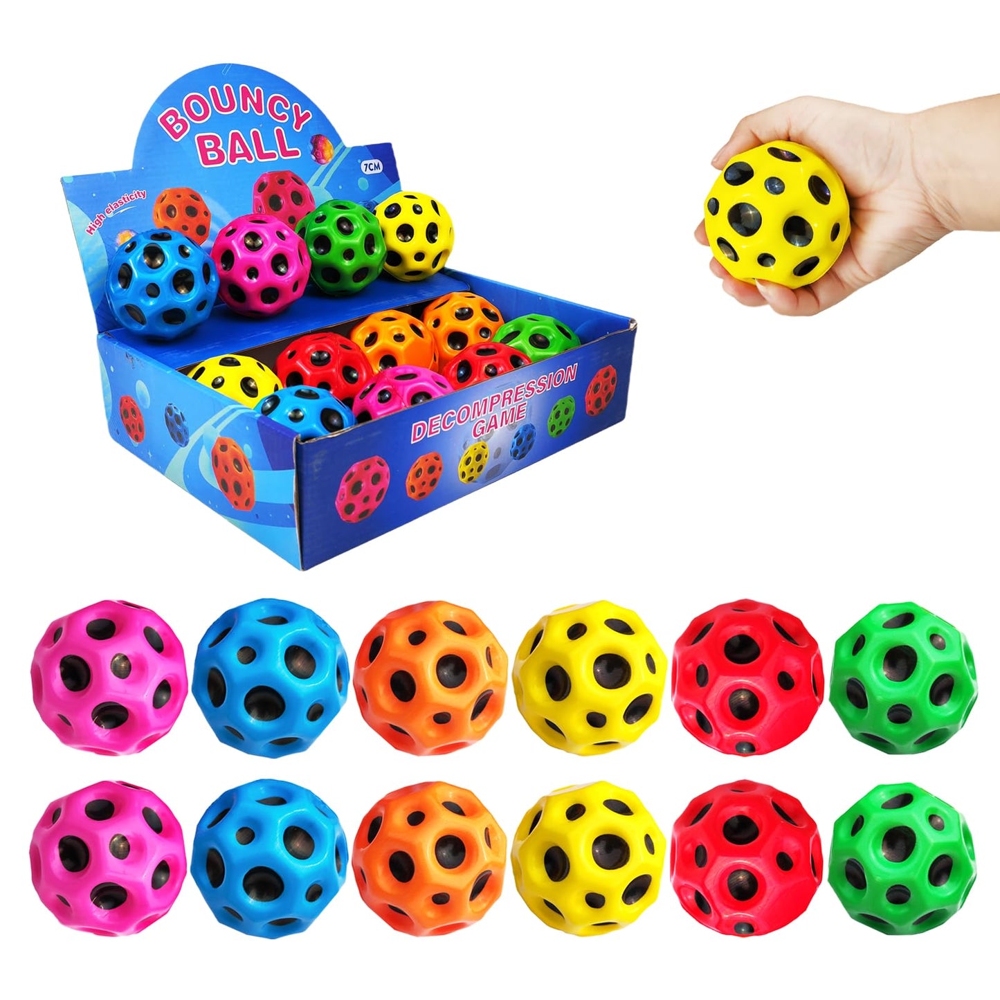 ZHEBAG Bouncy Ball 12 Pack — Colorful Foam Jump Balls for Kids, High Bounce