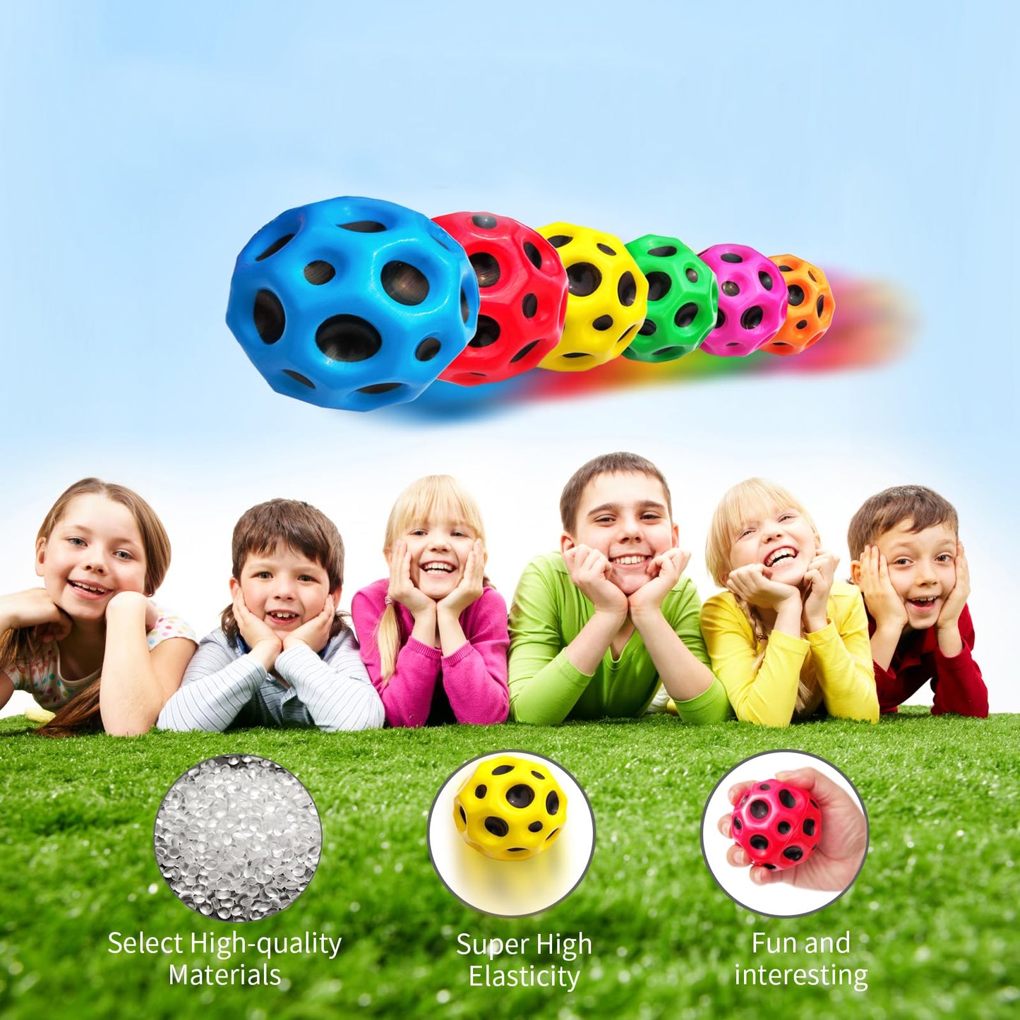 ZHEBAG Bouncy Ball 12 Pack — Colorful Foam Jump Balls for Kids, High Bounce