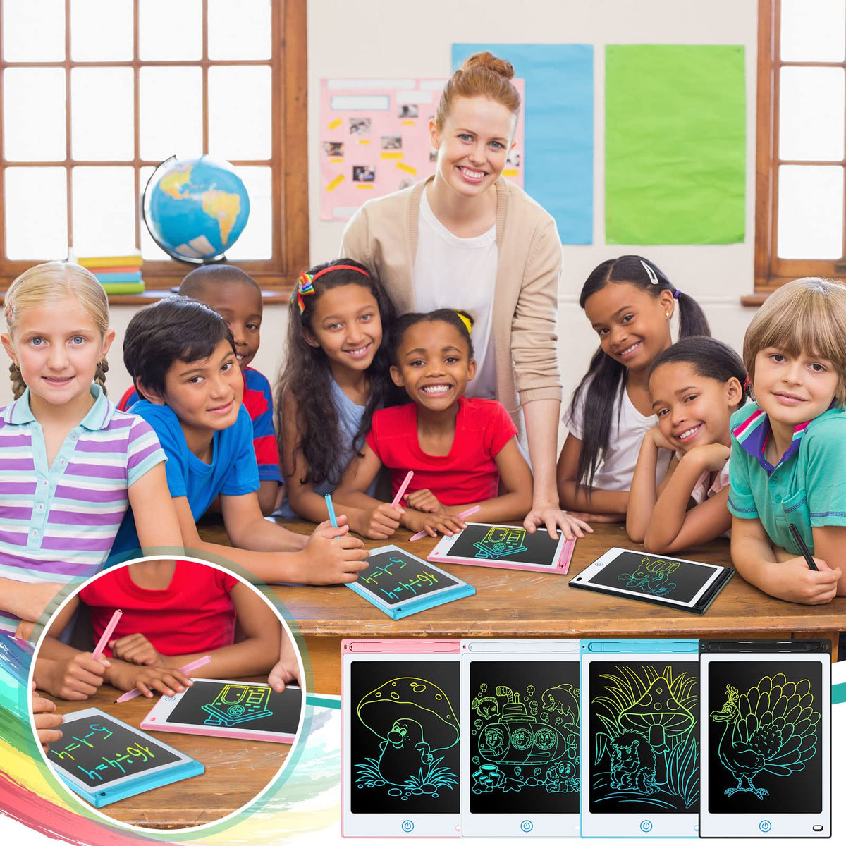Zhehao 20-Pack LCD Writing Tablets for Kids – 8.5-Inch Colorful Doodle Boards (Pastel & Classic)