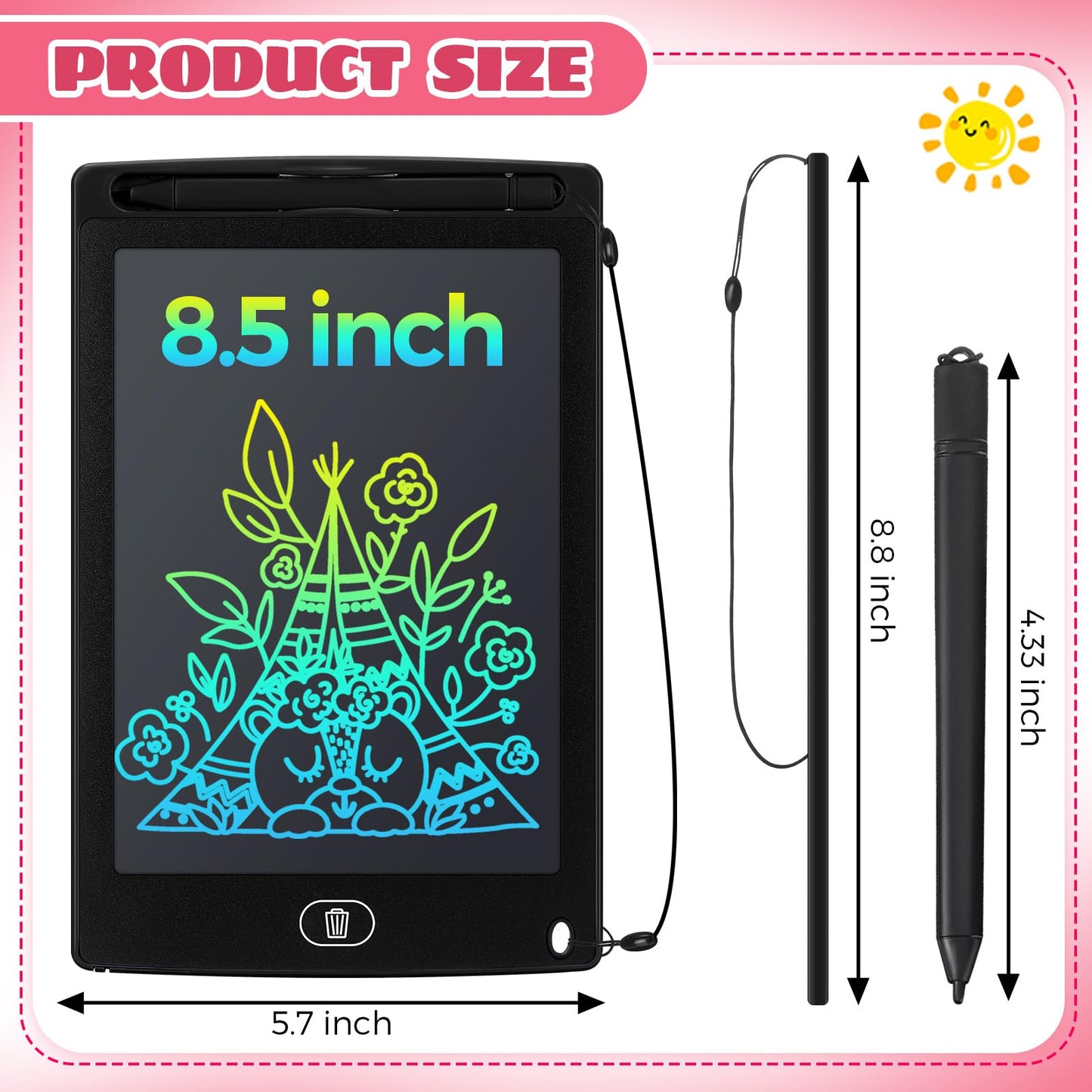 Zhehao 32 Pcs LCD Writing Tablet for Kids – 8.5 Inch Doodle Board Pack (Black)