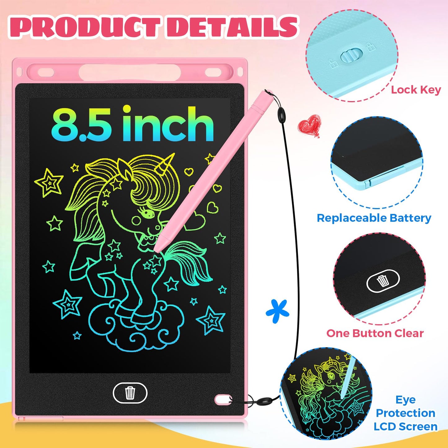 Zhehao 20-Pack LCD Writing Tablets for Kids – 8.5-Inch Colorful Doodle Boards