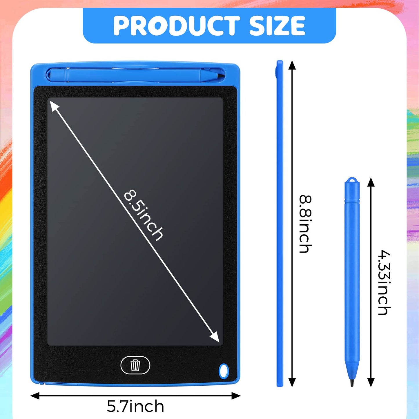 Zhehao 32-Pcs LCD Writing Tablet Set for Kids — 8.5-Inch Colorful Doodle Boards (Ages 3-10)