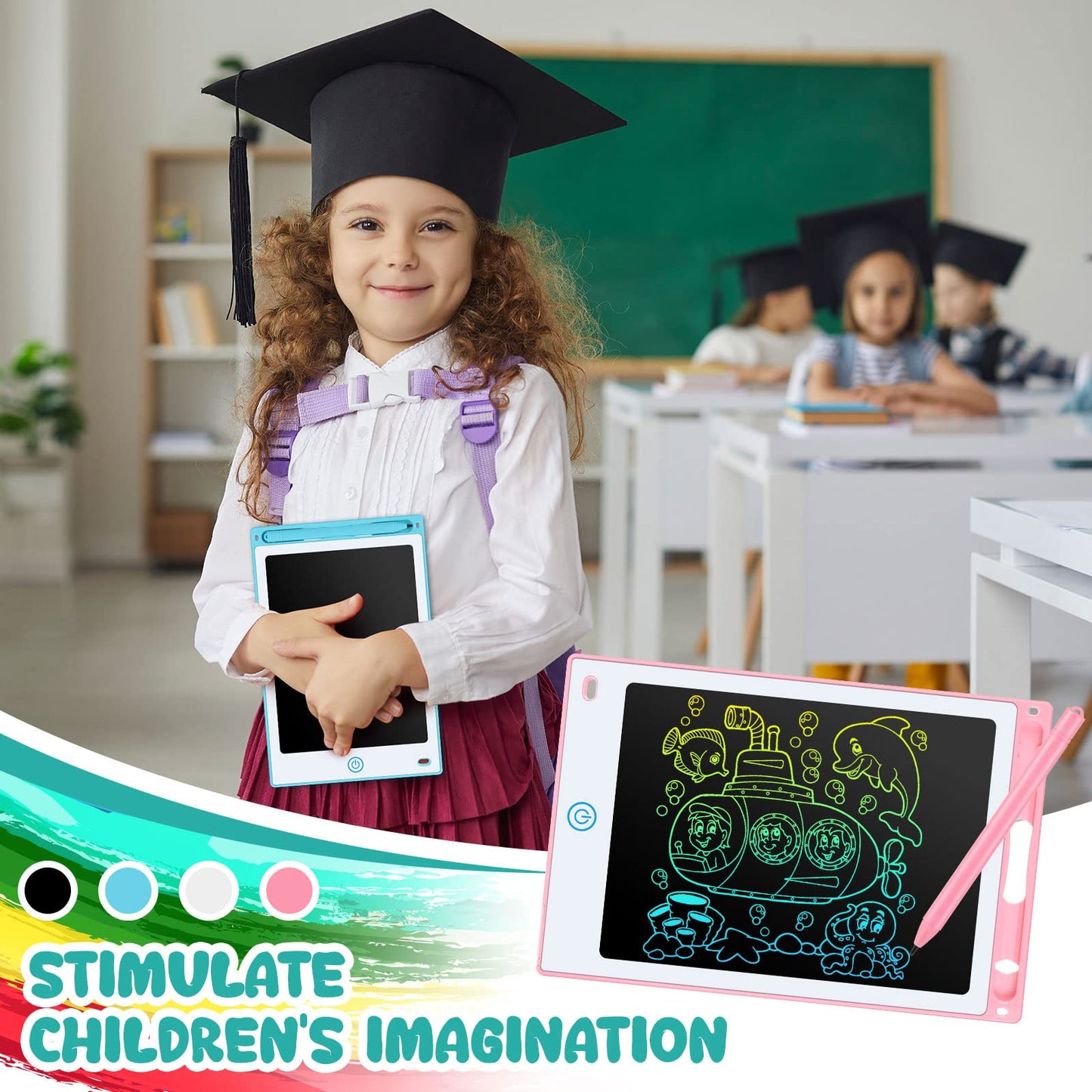Zhehao 20-Pack LCD Writing Tablets for Kids – 8.5-Inch Colorful Doodle Boards (Pastel & Classic)