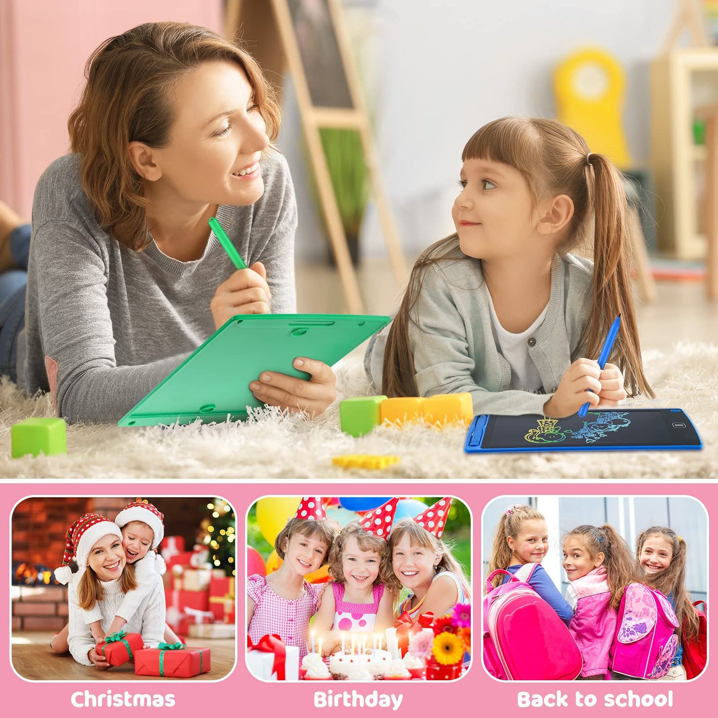 Zhehao 32-Pcs LCD Writing Tablet Set for Kids — 8.5-Inch Colorful Doodle Boards (Ages 3-10)