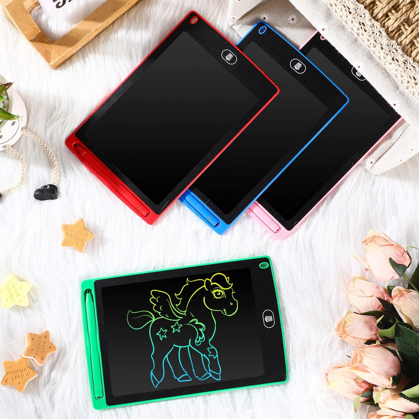 Zhehao 24-Piece LCD Writing Tablet Doodle Board – 8.5-Inch Colorful Reusable Screen for Kids 3-10 (Classic Round)