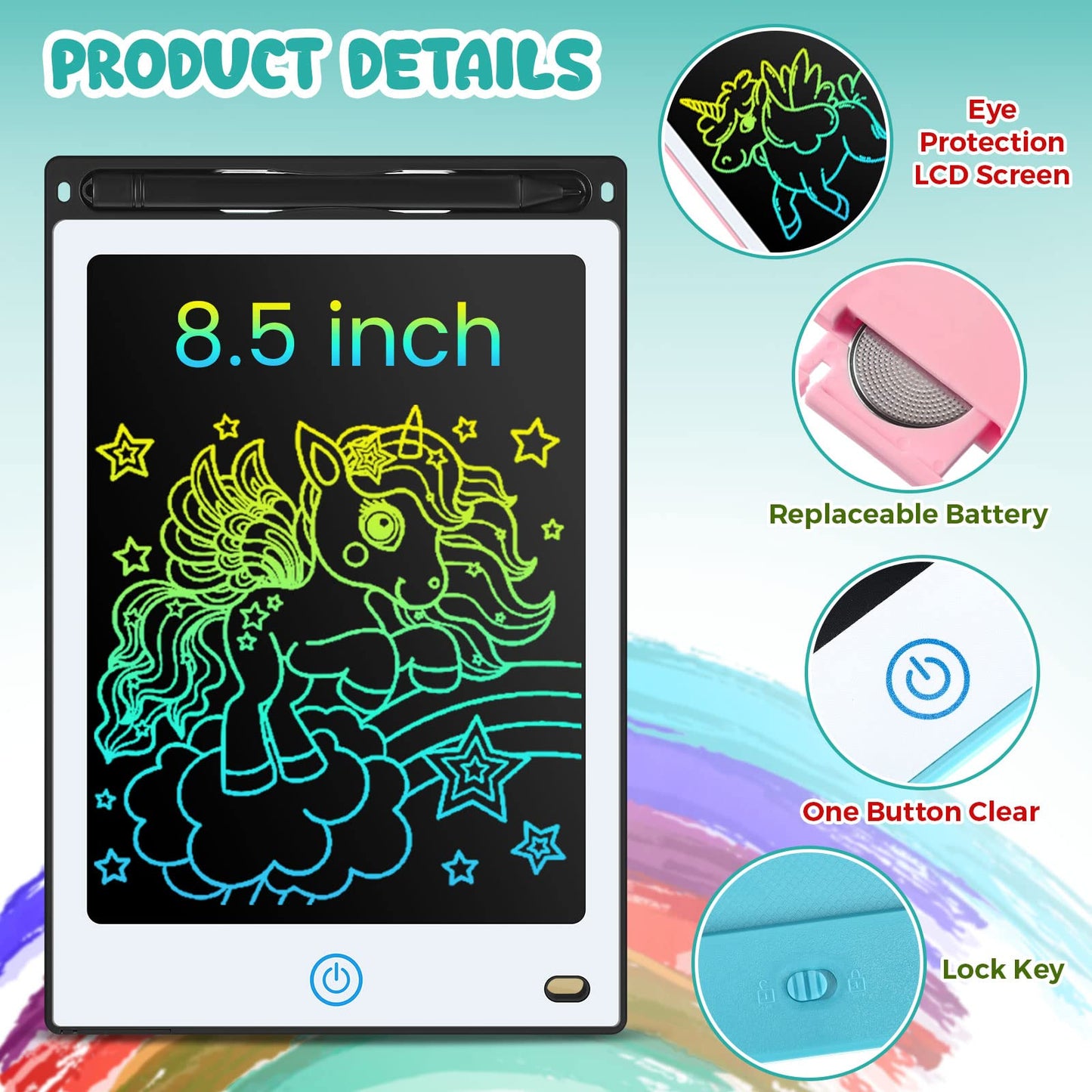 Zhehao 20-Pack LCD Writing Tablets for Kids – 8.5-Inch Colorful Doodle Boards (Pastel & Classic)