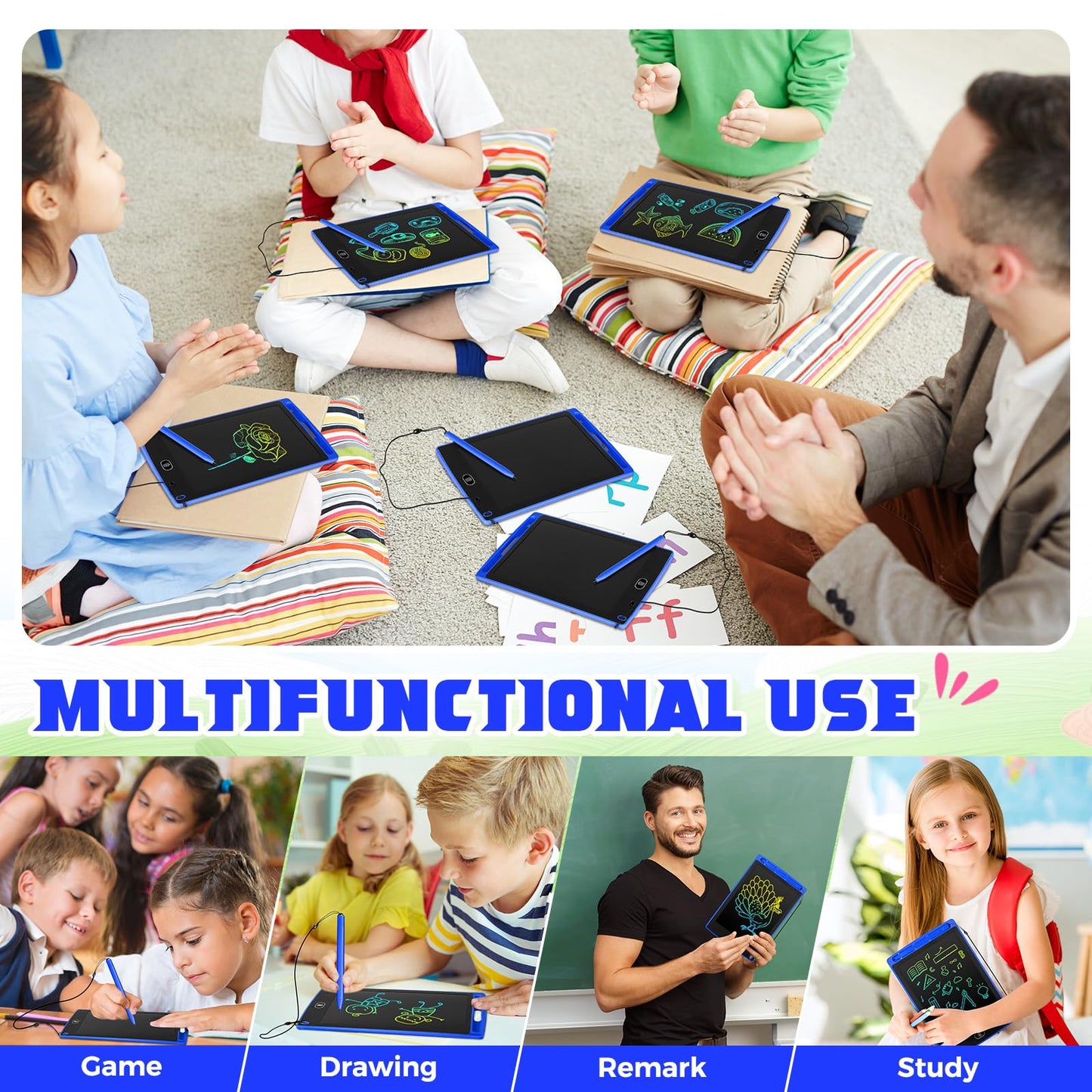 Zhehao 32-Piece LCD Writing Tablet Blue – 8.5-Inch Doodle Board for Kids Aged 3-10
