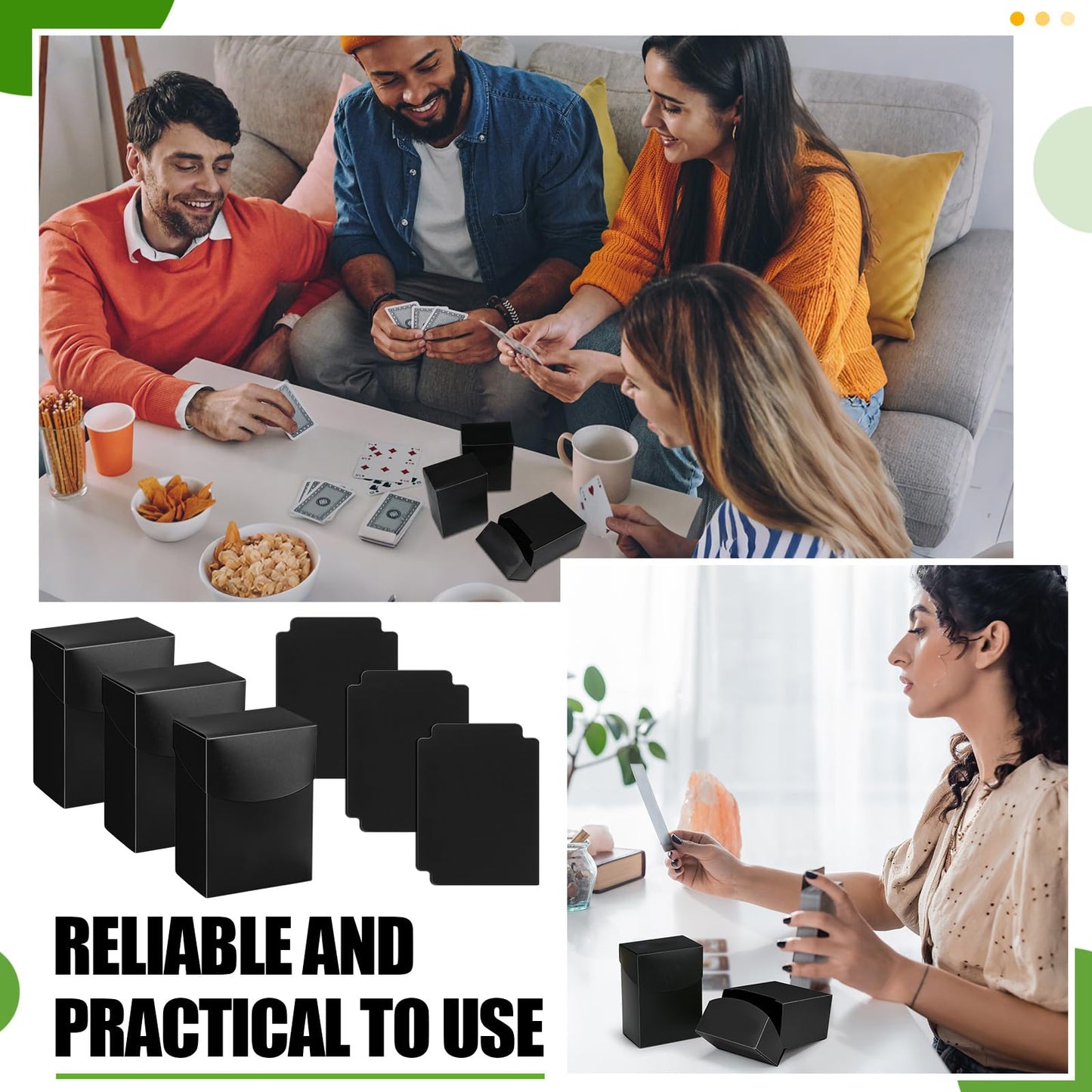 Zhehao 40-Piece Card Box Set with Dividers – Black Deck Boxes for Trading Cards & Games Storage