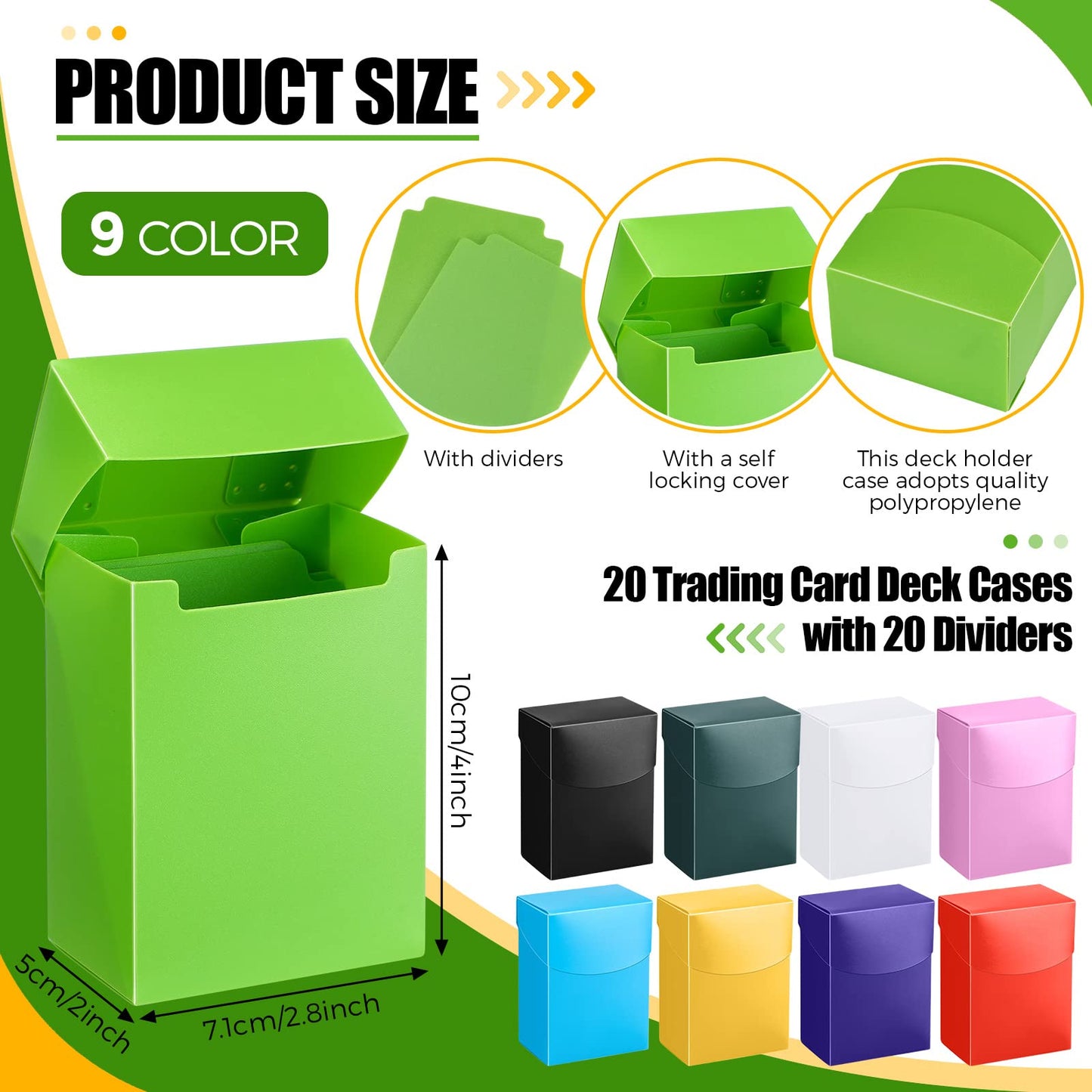 Zhehao 40-Piece Deck Card Boxes with 20 Dividers – 20 Deck Cases & Divider Set | Card Storage Organizer for Trading, Family, Party Games