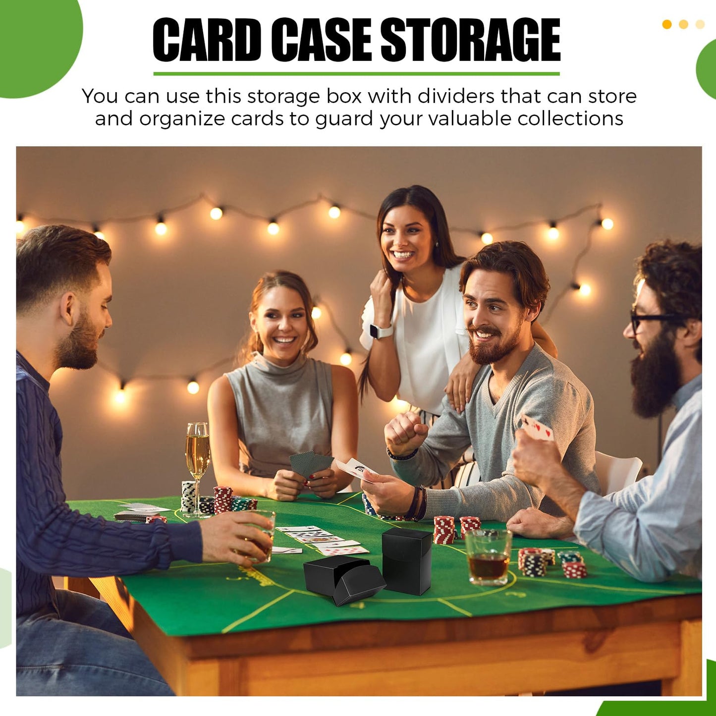 Zhehao 40-Piece Card Box Set with Dividers – Black Deck Boxes for Trading Cards & Games Storage