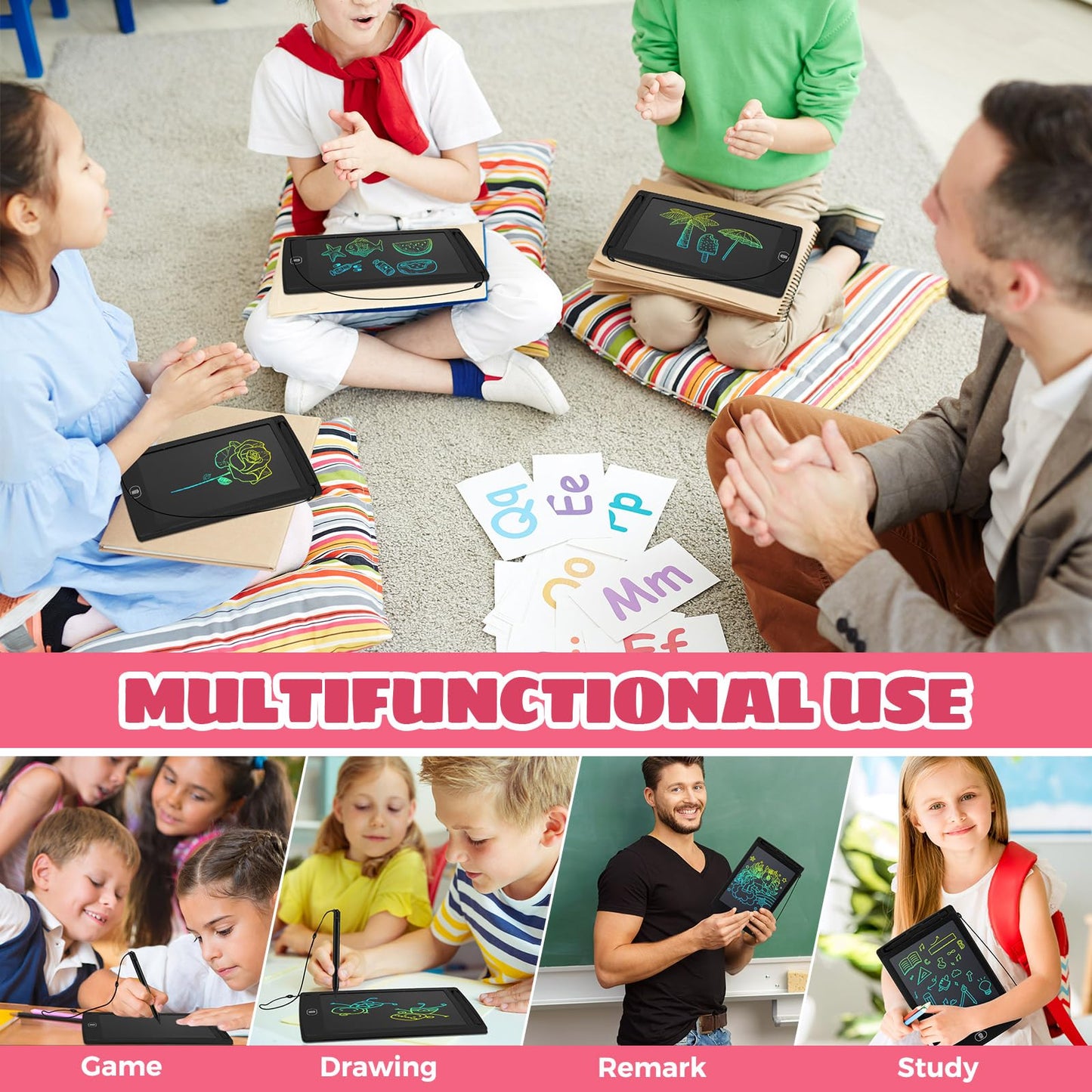 Zhehao 32 Pcs LCD Writing Tablet for Kids – 8.5 Inch Doodle Board Pack (Black)