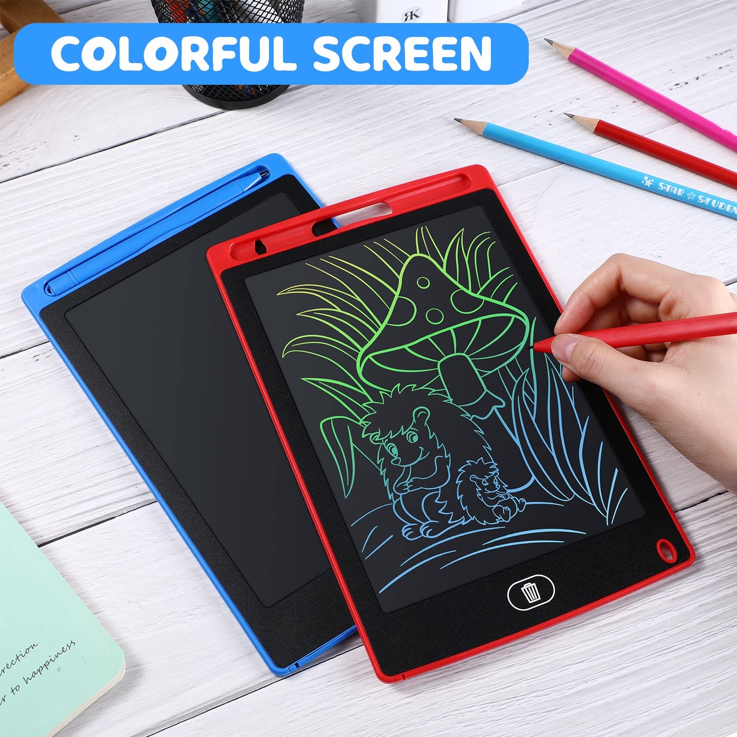 Zhehao 32-Pcs LCD Writing Tablet Set for Kids — 8.5-Inch Colorful Doodle Boards (Ages 3-10)