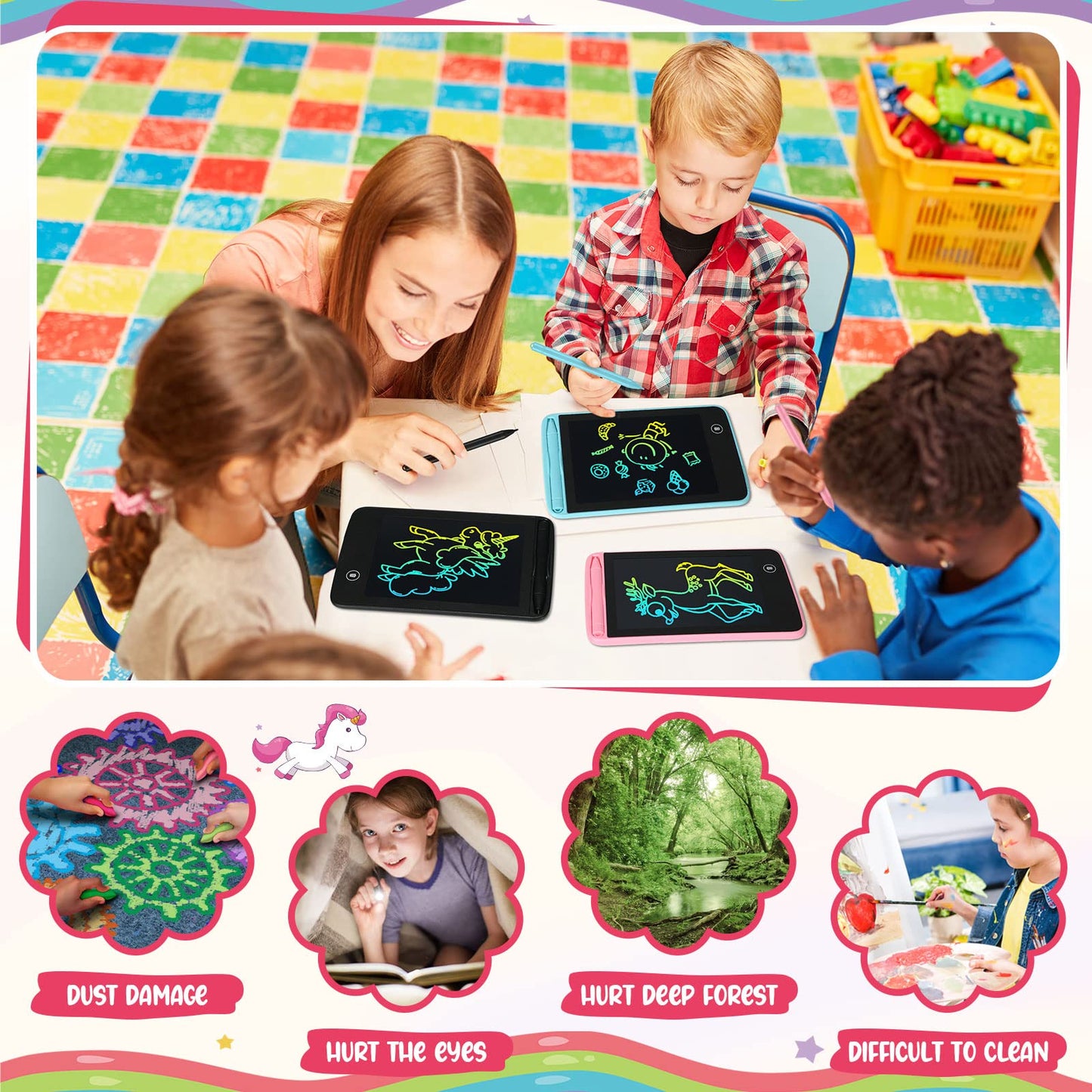 Zhehao 20 Pcs LCD Writing Tablet Set for Kids - 6.5-Inch Colorful Doodle Boards