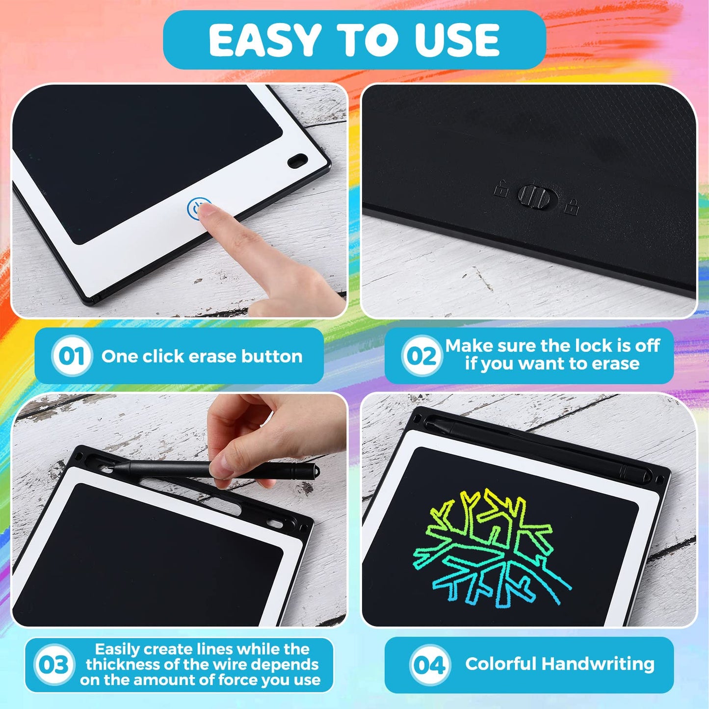 Zhehao 32 Pcs LCD Writing Tablet Set – 8.5-Inch Colorful Doodle Boards for Kids (Ages 3-10)