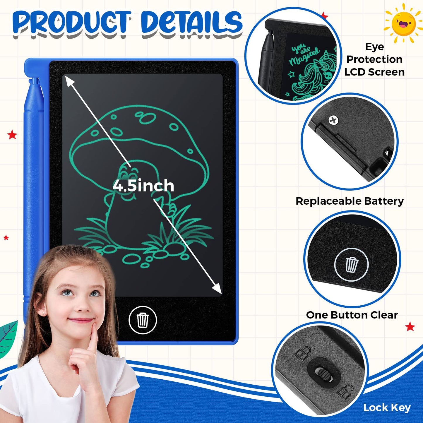 Zhehao 32 Pcs Mini LCD Writing Tablet 4.5 Inch – Portable Erasable Drawing Pad for Kids