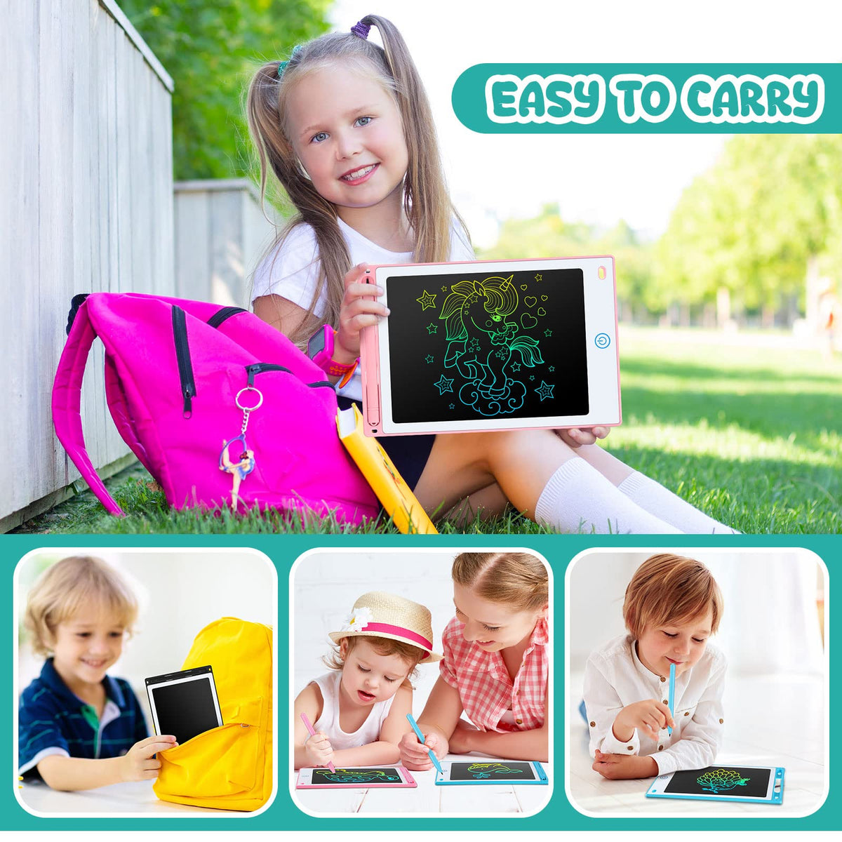 Zhehao 20-Pack LCD Writing Tablets for Kids – 8.5-Inch Colorful Doodle Boards (Pastel & Classic)